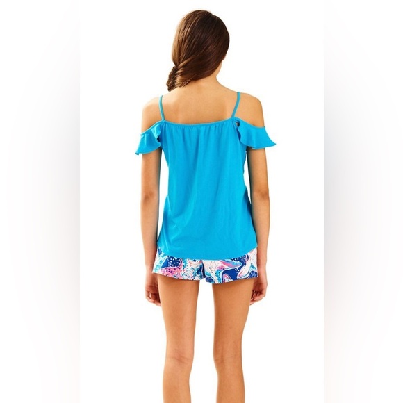 Lilly Pulitzer Girls XL (12-14) Layne Blue Knit Cold Shoulder Top - EUC! - Picture 2 of 11